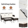 3 PCS Outdoor Conversation Furniture Set PE Rattan Patio Table Sofa Ottoman Set