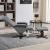 Swivel Recliner Chair with Footstool and Wooden Base, Grey