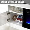White 70inch TV Stand Unit Cabinet with Electric Fireplace & 12 Colour LED Light