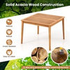 Wooden Square Table Outdoor Acacia Wood Dining Table for 4 People-Natural