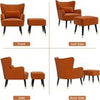 Velvet Armchair with Footstool Wing Back Chair Lounge Sofa Accent Seat