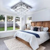Crystal LED Ceiling Light Square Chandelier Flush Mount Living Room Bedroom Lamp