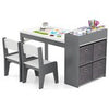 Kids Art Table&Chairs Set Wooden Kids Craft Study Desk w/Storage-Grey
