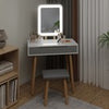 Modern Dressing Table Set with Light Mirror Stool Makeup Desk with Drawer Grey