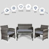 PE Rattan 4 Pieces Patio Furniture Set w/ Cushions-Grey