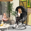 Hanging Egg Chair Swing Hammock Chair with Stand Cushion Retractable Canopy Grey