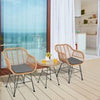 Patio conversation set 3 Pieces Patio Bistro Set with Soft Seat Cushions-Grey