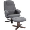 Swivel Recliner Chair with Footstool and Wooden Base, Grey