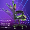 Gaming Chair with Bluetooth Speakers RGB LED Lights & Reclining Footrest Green