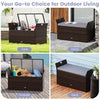 Outdoor Bench Storage Bench with Cushion & Side Handles-Grey