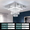 Crystal LED Ceiling Light Square Chandelier Flush Mount Living Room Bedroom Lamp