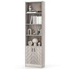 6-Tier Bookshelf w/ Double Doors Mid Century Modern Display Cabinet Grey