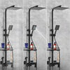 Bathroom Thermostatic Mixer Shower Set Square Black Twin Head Exposed Valve