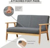 2 Seater Sofa with Sturdy Wood Frame Linen Fabric Small Couch Armchair Wooden