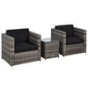 2 Seater Rattan Sofa Furniture Set with Cushions Steel Frame - Grey