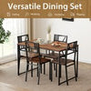 5 Pcs Dining Table Set Industrial-Style Kitchen Table & 4 Chairs-Coffee