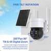360° Wireless Security Camera PTZ WiFi IP Solar Powered Energy CCTV Outdoor Home