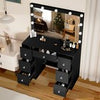 Black Makeup Vanity Table With 11 LED Light Mirror + 7 Drawers Dressing Desk Set