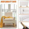 White Lounge Armchair Upholstered with Wood Legs for Living Room Bedroom