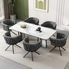 6PCS SWIVEL VELVET DINING CHAIRS ROTATABLE METAL LEGS KITCHEN CHAIRS MODERN GREY