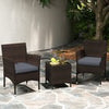 PE Rattan Wicker Chairs 3 Pieces Patio Furniture Set-Grey
