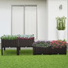 Outsunny 4-piece Elevated Flower Bed Vegetable Herb Planter Plastic, Brown