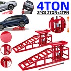2x Heavy Duty Metal Car Ramp Lift Height Adjustable 4Ton Hydraulic Jack Garage