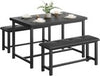 Dining Set for 4 Wood Top Table and 2 PU Leather Upholstered Bench Small Kitchen