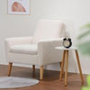 White Lounge Armchair Upholstered with Wood Legs for Living Room Bedroom