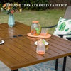 Home Dining Table Outdoor Rectangular Patio Table w/Umbrella Hole Garden