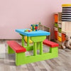 Indoor & Outdoor Colorful Picnic Table and Benches w/Removable Umbrella-Red