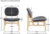Retro Wooden Lounge Chair Grey Chenille Armchair for Living Room Decor
