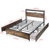OYAJIA Double Bed Frame Platform Bed Frame With RGB Headboard Storage Drawer