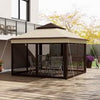 3 x 3(m) Pop Up Gazebo Tent with Netting, Height Adjustable, Beige
