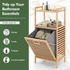 Tilt out Laundry Hamper Bamboo Laundry Cabinet w/Storage Shelves-Natural