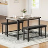 Dining Set for 4 Wood Top Table and 2 PU Leather Upholstered Bench Small Kitchen