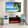 White 70inch TV Stand Unit Cabinet with Electric Fireplace & 12 Colour LED Light