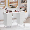 Manicure Table Nail Desk Nail Tech Table Station with 8 Metal Legs-White