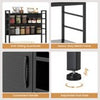Bakers Rack with Power Outlet Microwave Stand with Storage Cabinet Black