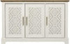Freestanding 3-Door Storage Cabinet Cream Oak Sideboard Adjustable Shelf