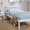 Single Pine Solid Wood Bed 3ft White Low End Slatted Base Furniture Headboard