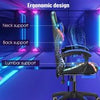 Gaming Chair RGB Ergonomic Computer Swivel Office Chair LED Illuminat Blue Qzwzk