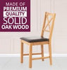 Dining Chairs, Set of 2 Oak Cross Back Wooden Chairs, Brown Seat Kitchen Chairs