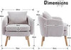 Grey Accent Armchair Chenille Lounge Chair with Wood Legs for Living Room
