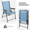 Set of 2 Patio Outdoor Portable Sling Back Chairs Folding Dining Chairs Blue