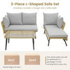 Outdoor Wicker Furniture Set Heavy-Duty Metal Frame w/Cushions-Grey