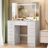 Large Dressing Table with 7 Drawers LED Dimmer Mirrow Makeup Desk Vanity Morden