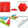 Indoor & Outdoor Colorful Picnic Table and Benches w/Removable Umbrella-Red