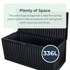Garden Storage Box Plastic Outdoor Lock Lid Large 336L Patio Container Wheels
