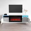 White 70inch TV Stand Unit Cabinet with Electric Fireplace & 12 Colour LED Light